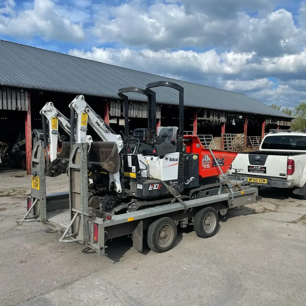 Mini Diggers loaded on Trailer for delivery